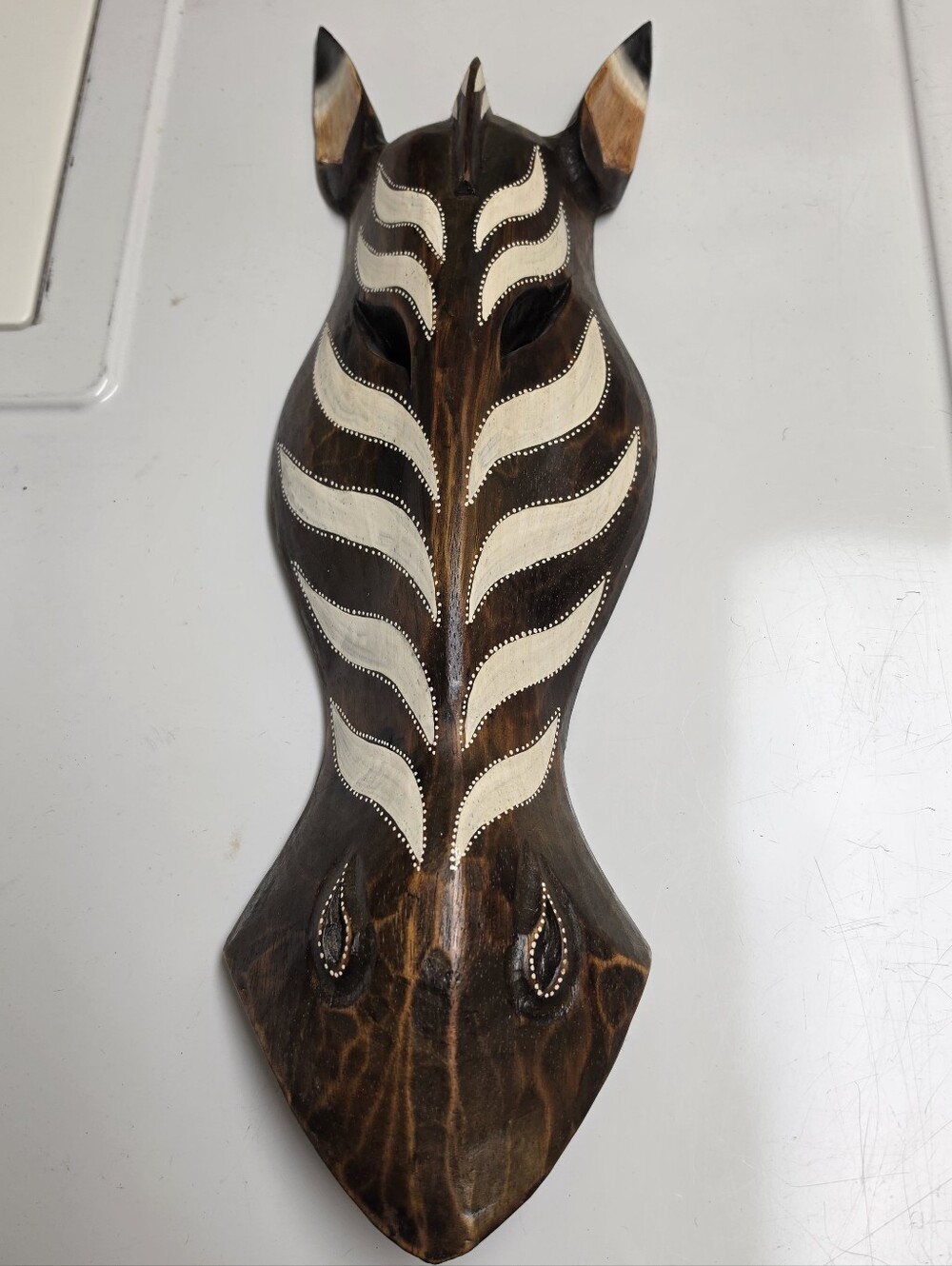 🇿🇦 🦓 Cost Plus World Market Wood African Zebra Mask